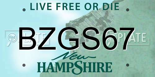BZGS67 New Hampshire License Plate