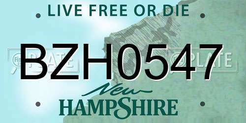 BZH0547 New Hampshire License Plate