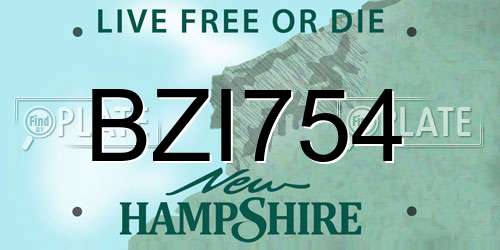 BZI754 New Hampshire License Plate