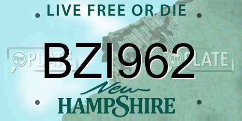BZI962 New Hampshire License Plate