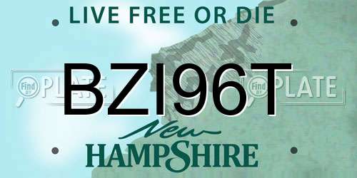 BZI96T New Hampshire License Plate