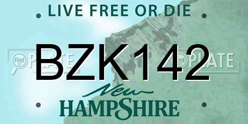 BZK142 New Hampshire License Plate