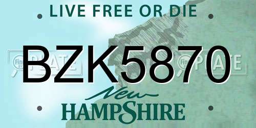 BZK5870 New Hampshire License Plate