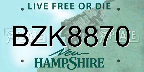BZK8870 New Hampshire License Plate