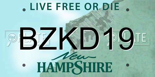BZKD19 New Hampshire License Plate