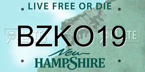 BZKO19 New Hampshire License Plate