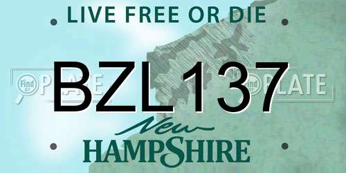 BZL137 New Hampshire License Plate