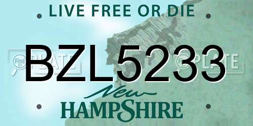 BZL5233 New Hampshire License Plate