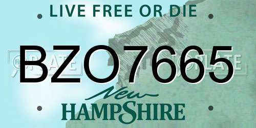 BZO7665 New Hampshire License Plate