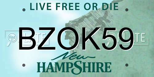 BZOK59 New Hampshire License Plate