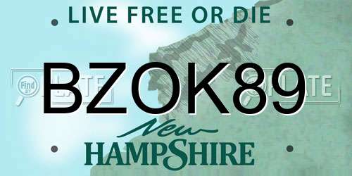 BZOK89 New Hampshire License Plate
