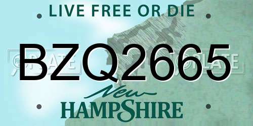 BZQ2665 New Hampshire License Plate