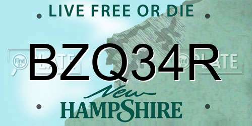 BZQ34R New Hampshire License Plate