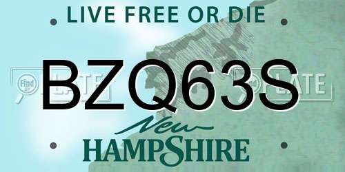 BZQ63S New Hampshire License Plate