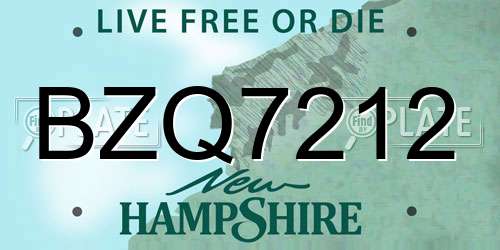 BZQ7212 New Hampshire License Plate