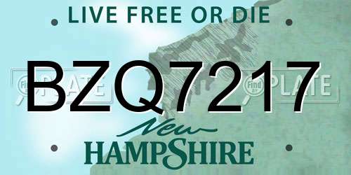 BZQ7217 New Hampshire License Plate