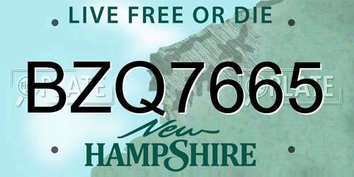 BZQ7665 New Hampshire License Plate