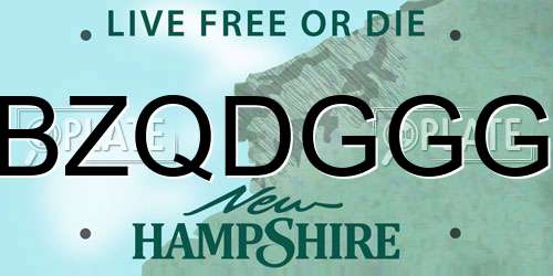 BZQDGGG New Hampshire License Plate