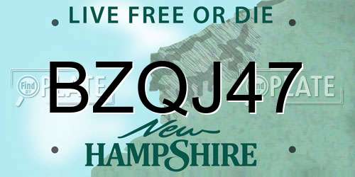 BZQJ47 New Hampshire License Plate