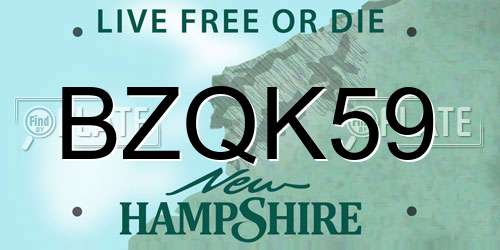 BZQK59 New Hampshire License Plate