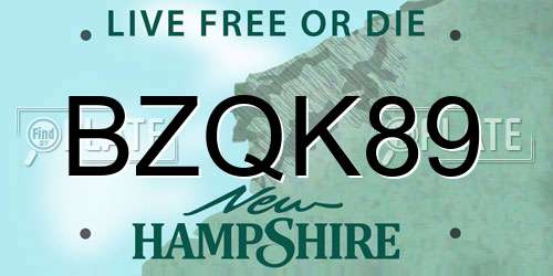 BZQK89 New Hampshire License Plate