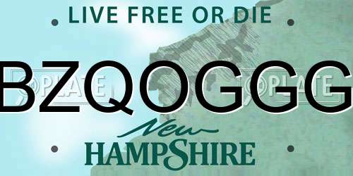 BZQOGGG New Hampshire License Plate