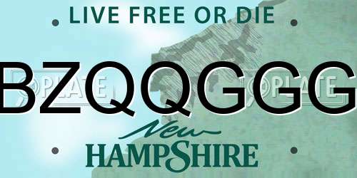 BZQQGGG New Hampshire License Plate