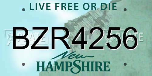 BZR4256 New Hampshire License Plate