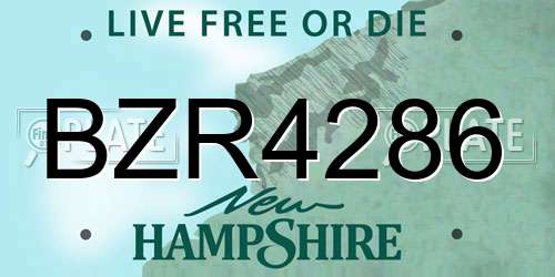 BZR4286 New Hampshire License Plate