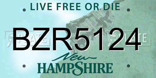 BZR5124 New Hampshire License Plate