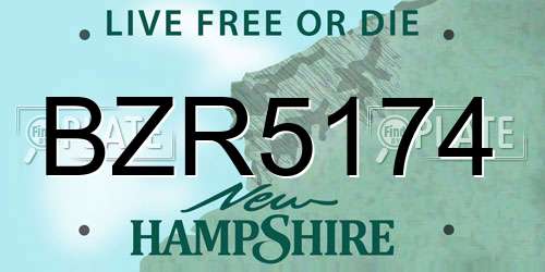 BZR5174 New Hampshire License Plate