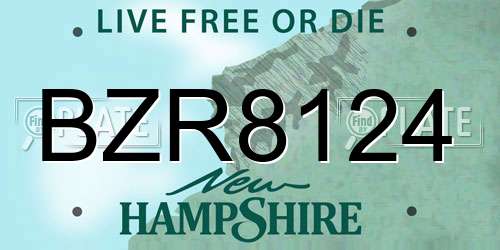 BZR8124 New Hampshire License Plate