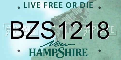 BZS1218 New Hampshire License Plate