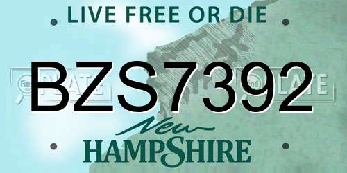 BZS7392 New Hampshire License Plate