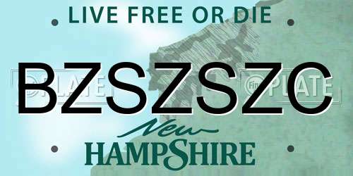 BZSZSZC New Hampshire License Plate