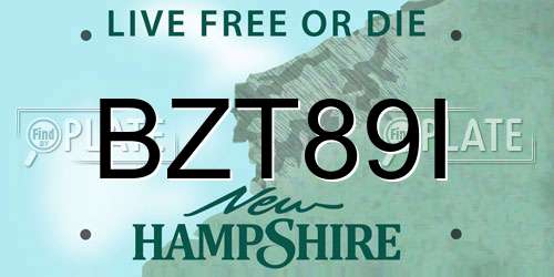 BZT89I New Hampshire License Plate