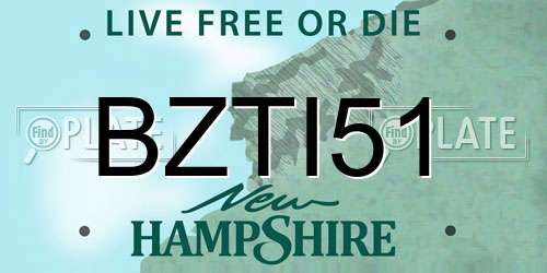 BZTI51 New Hampshire License Plate