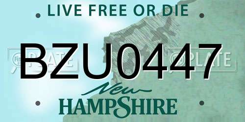BZU0447 New Hampshire License Plate