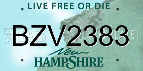 BZV2383 New Hampshire License Plate