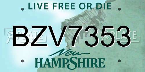BZV7353 New Hampshire License Plate