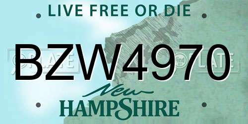 BZW4970 New Hampshire License Plate