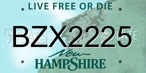 BZX2225 New Hampshire License Plate