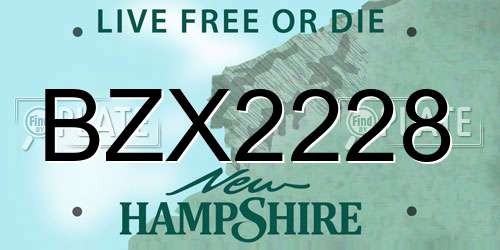 BZX2228 New Hampshire License Plate