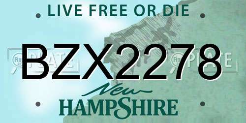 BZX2278 New Hampshire License Plate