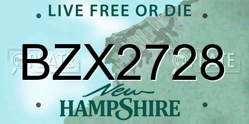 BZX2728 New Hampshire License Plate