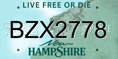 BZX2778 New Hampshire License Plate