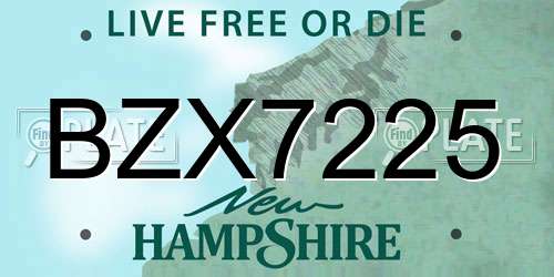 BZX7225 New Hampshire License Plate