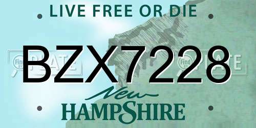 BZX7228 New Hampshire License Plate