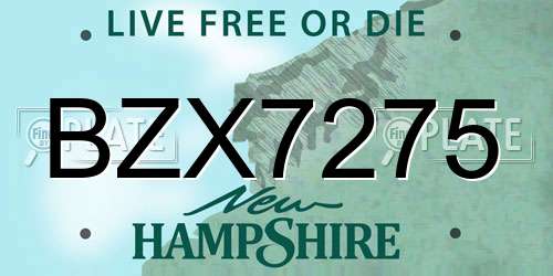 BZX7275 New Hampshire License Plate
