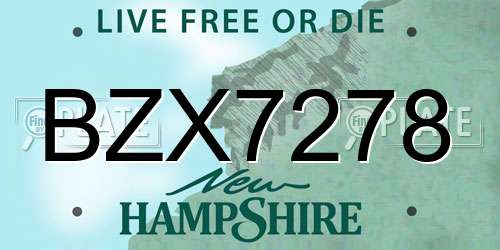 BZX7278 New Hampshire License Plate